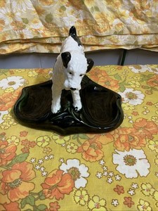 MCM MOSAIC TILE CO. WHITE BLACK TERRIER DOG PIN TRAY