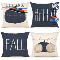Kissenbezug 45X45 Cm 4Er Set Leinen Herbst Deko AhornbläTter KüRbis 4 StüCk