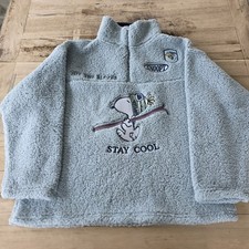 SNOOPY Fleece Pullover Sweatshirt. 1/4 Zip. Blue With Embroidery. NWT. Size XL.