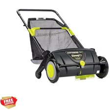 Earthwise 21-Inch Width Leaf & Grass Push Lawn Sweeper, Black