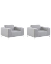 Gartensessel 2er Set Stoff grau mit Metallgestell weiß Outdoor & Indoor Rovi