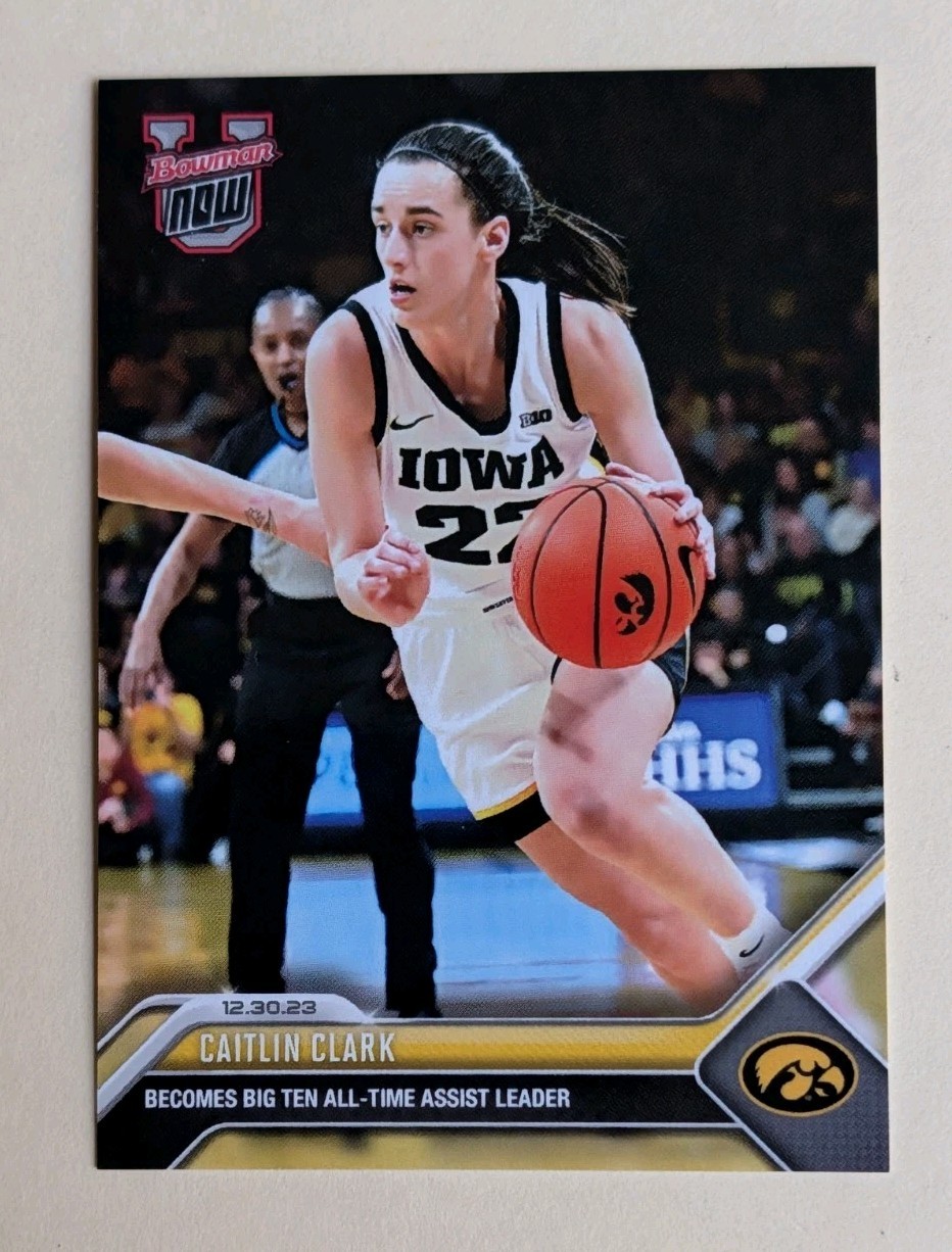 2023 Bowman U Now CAITLIN CLARK Becomes Big Ten All-Time Assist leader Card #24