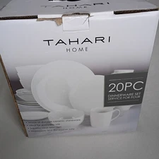 Tahari White  20pc  Dinnerware Set For 4