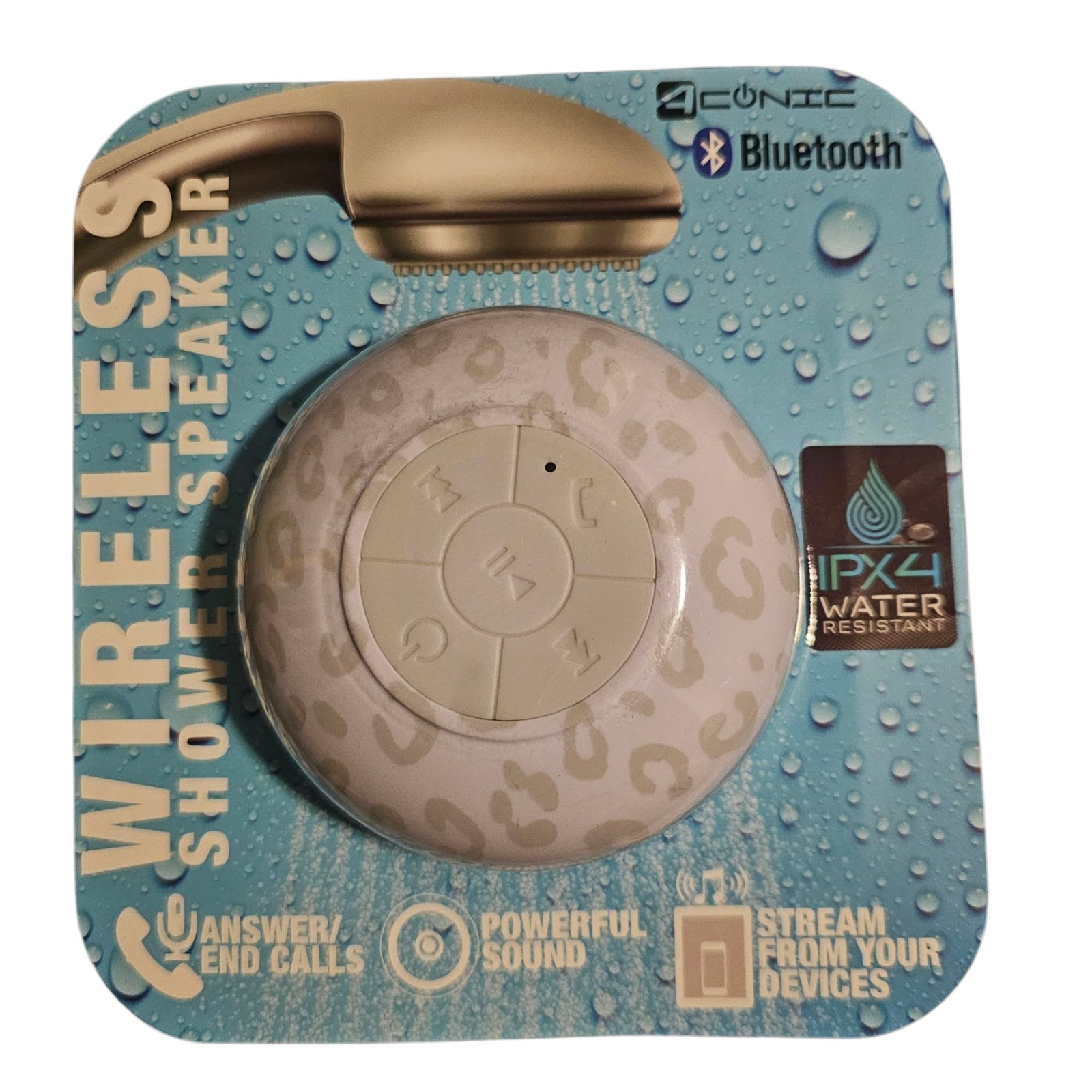 Aconic Bluetooth Shower Speaker with Stylish Animal Print Design