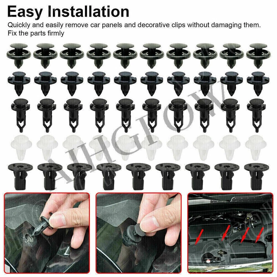 Clip de pasador de retención tipo empuje cubierta remache motor 100x para Toyota Lexus 90467-07201 Foto 3 de 4