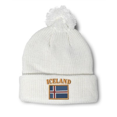 Speedy Pros Pom Beanies for Women Iceland One Size, White Design Only