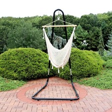 Extra Large Cotton Rope Hammock Chair with Steel Stand - Natural by Sunnydaze