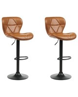 Barhocker 2Er Set Kunstleder Braun Metallgestell HöHenverstellbar Valetta II