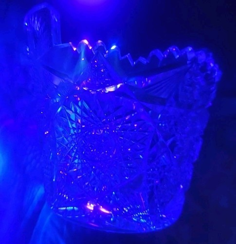 American Brilliant Period Cut Glass Crystal Ice Bucket Hobstar & Fan Glows - Picture 9 of 20