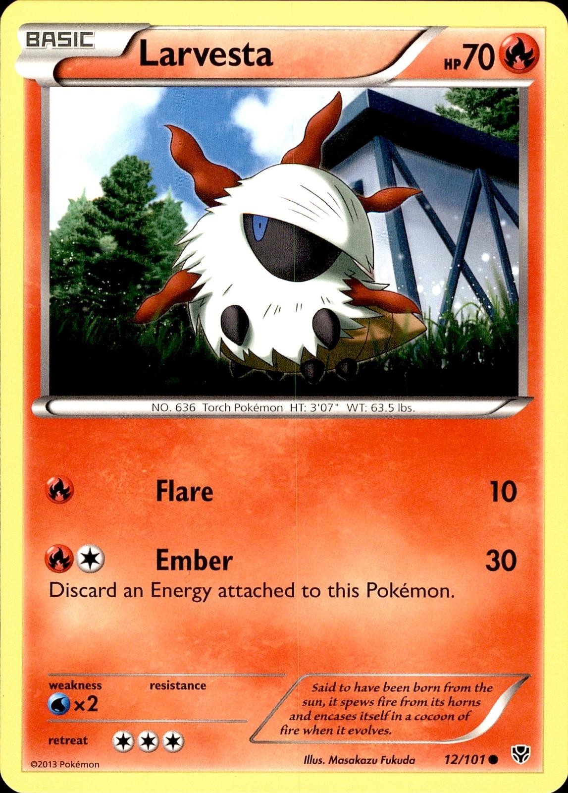 POKEMON LARVESTA 12 PLASMA BLAST 101 COMMON LP