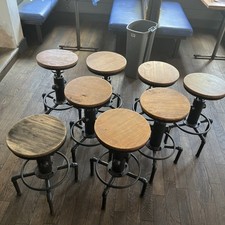 7x Bar Stools Wooden Seat Used Small Flaws Good Condition /bar And Pub Tools