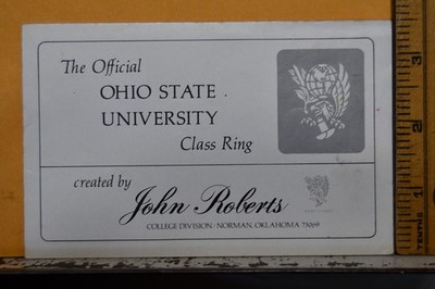 Vintage Ohio State University John Roberts Class Ring Order Form Brochure