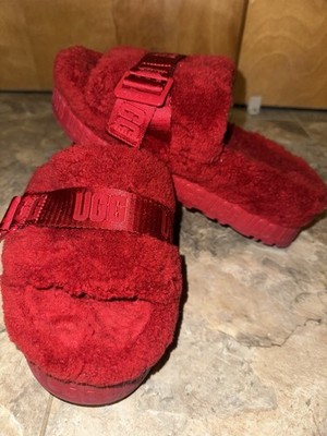  UGG FLUFFITA SLIDE WOMEN SLIDE Cherry Red Size 8
