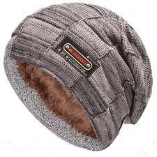 New Unisex Letter Warm Winter Hats Stylish Add Fur Lined Soft Beanie Cap Thick W