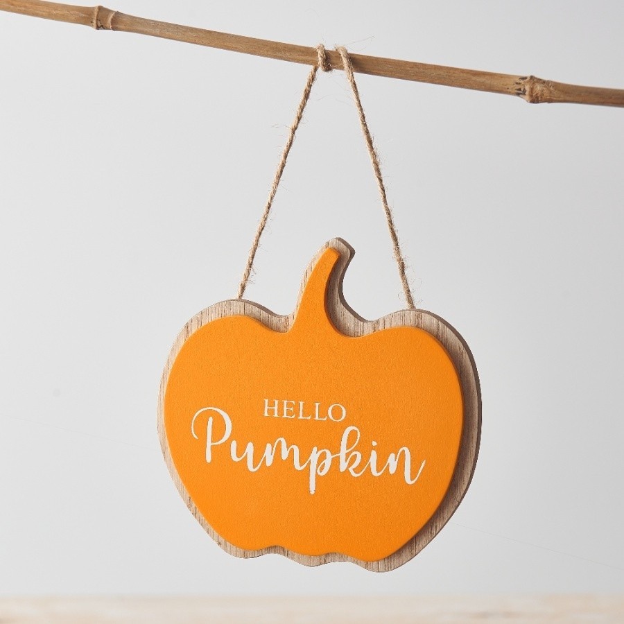 Hello Pumpkin Wood Autumn Halloween Sign Home Hanging Decor Plaque 11x10x1cm