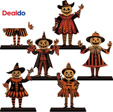 6Pcs Vintage Halloween Decor for Home Wood Table Centerpieces