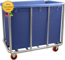 420L Commercial Rolling Laundry Cart with Wheels, 440 Lbs Heavy Duty Stainless S