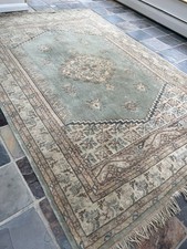 Lovely Large Wool Rug In Pretty Soft Shades Of Green And Taupe