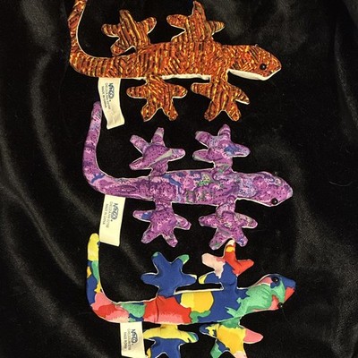 Lot of 3 Multicolor Gecko/Lizard Stuffed Animal Plush Toys, Small 6-14 in