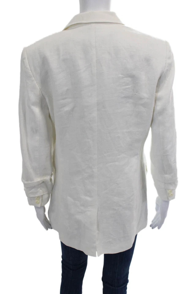 Chaqueta Blazer Joie Mujer Un Botón Muescas Solapa Tejida Lino Blanca Talla 6 Foto 4 de 4