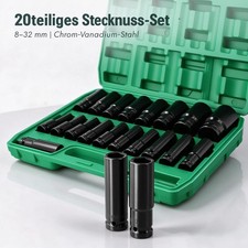 20-tlg 1/2" 8-32mm Satz Steckschl&uuml;ssel-Set NUSS-Set Sechskant lang Kraft N&uuml;sse