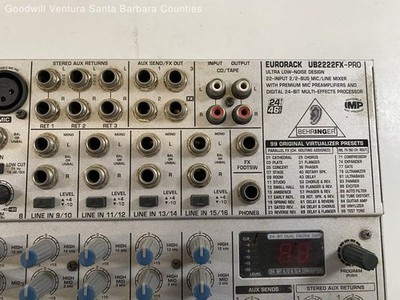 BEHRINGER UB2222FX-PRO ミキサー　通電確認済　送料無料 Behringer Eurorack UB2222FX-PRO 16-Channel Studio Mixer - Read | eBay