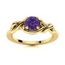 925 Silver Round Amethyst Gemstone Solitaire Crown Chakra Womens Gift Ring