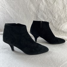 Prada Italian Black Suede Booties Kitten Heels Ankle Boots Women 40 Zip Up Fair