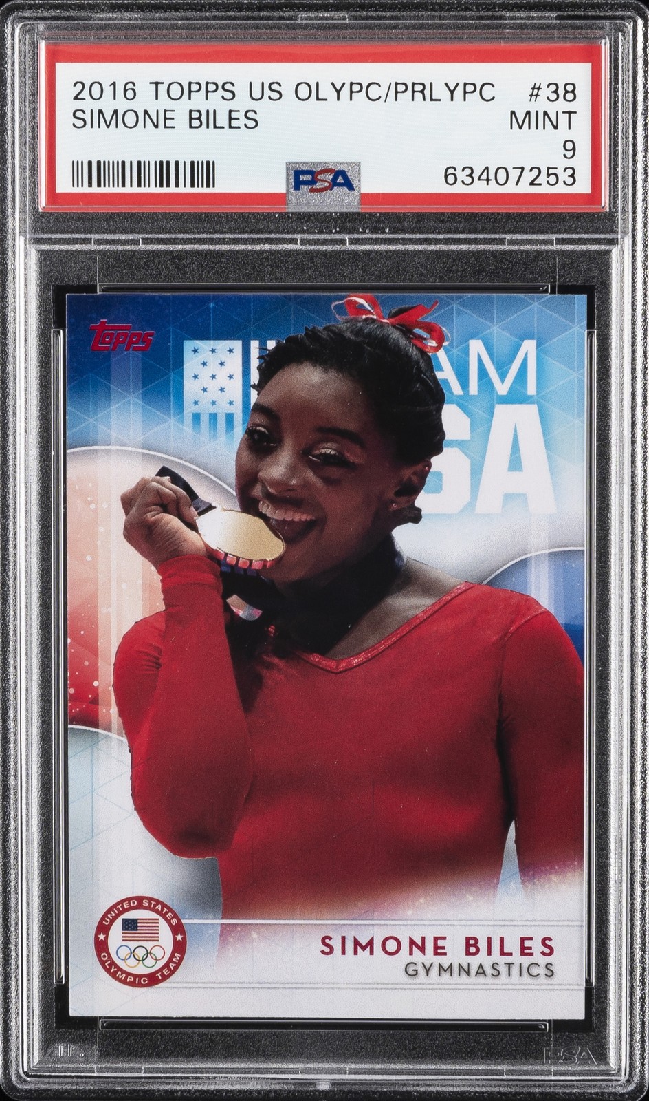 2016 TOPPS US OLYMPICS & PARALYMPICS #38 SIMONE BILES PSA 9