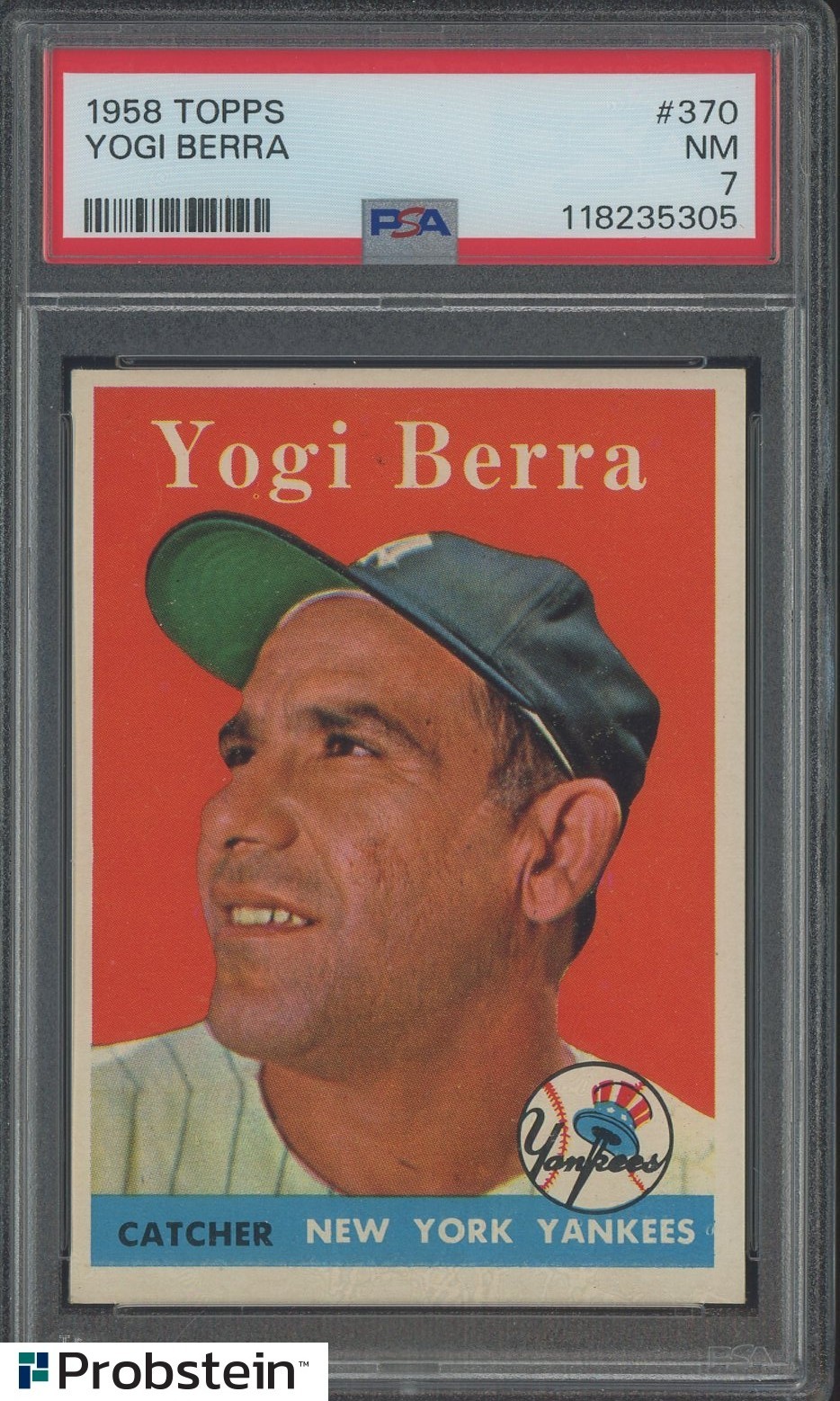 1958 Topps #370 Yogi Berra New York Yankees HOF PSA 7 NM
