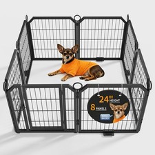 Small Dog Playpen Indoor 24 Inch 8 Panels Pet Pen with Door  Stakes Portable