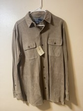 Polo Ralph Lauren 100 Genuine Goat Suede Shirt Jacket Western Style Tan 595