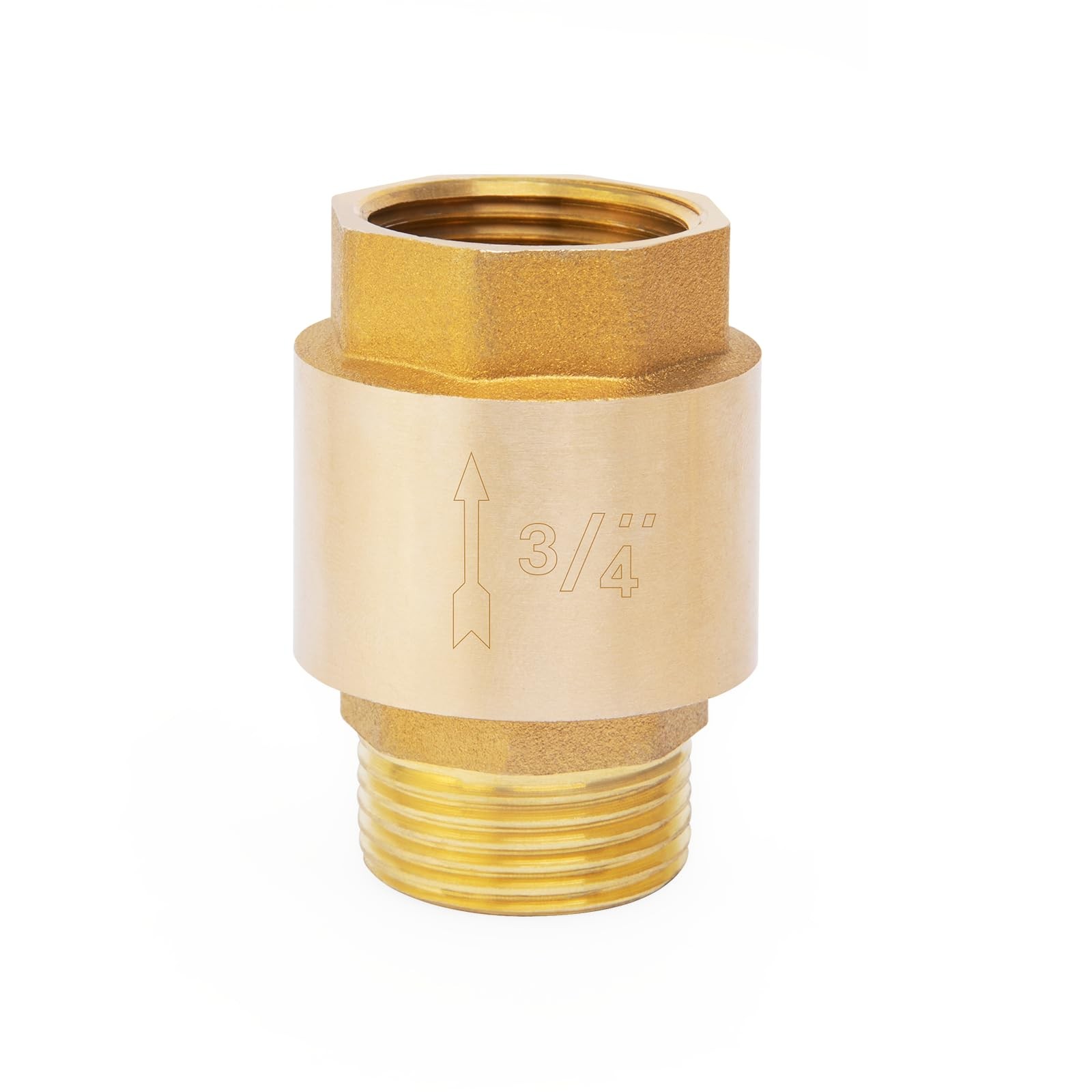 Brass In-Line Spring Check Valve DN20 3/4 Male x Female Thread One-Way Flow Control