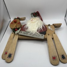 Santa Reindeer Sign Wall Door hanging Wooden Merry Christmas Wood Country Decor