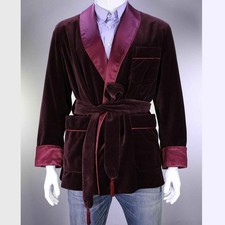 Men's Burgundy Velvet Smoking Jacket Luxury Party Wear Luxury Dinner Blazer