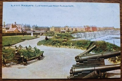 Anfang 1900 Cliftonville von Flagstaff, Margate Postkarte - Kanonen im Vordergrund