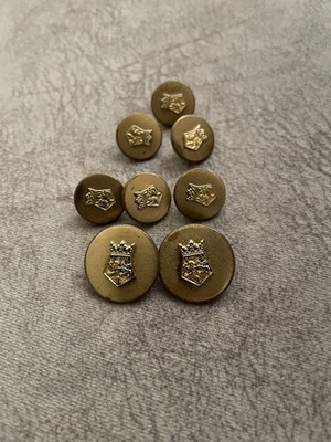 Vintage x8 goldfarbene Metallknöpfe Royal Lion Crest & Crown Design Blazer Knopf