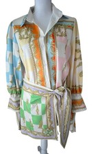 Womens Checkmate Wrap Mini Dress Size Large w/ Balloon Sleeves