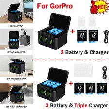 2000mAh Battery Charger For GoPro HERO9, HERO10, HERO11, HERO12 2Pack /3Pack