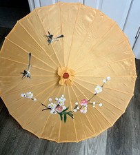 Chinese Style Parasol Umbrella Hand Painted Flowers