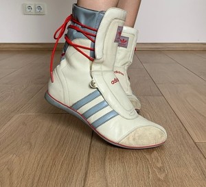adidas gazelle silver green womens Adidas 2000s Leather Vintage Boxing wrestling Boots 43/44  darina`s garms