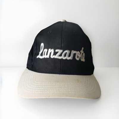 Vintage Lanzarote Boat Cap White Weiß Basecap Kappe Urlaub Schwarz