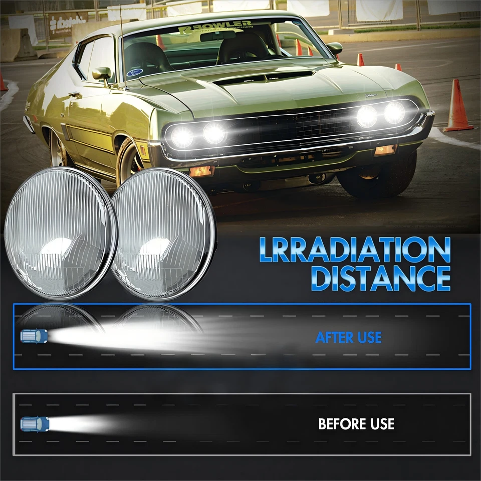 Faros LED redondos halo 4 piezas 5-3/4" 5,75" pulgadas para Cadillac DeVille+ 1960-1972 Foto 2 de 4