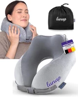 Lunap Reisekissen Flugzeug | Nackenkissen Memory Foam Atmungsaktiv + Waschbar |