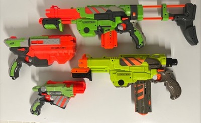 Lot of 4 Nerf Vortex Guns Dart Blasters TESTED Praxis Proton Vigilon Lumitron