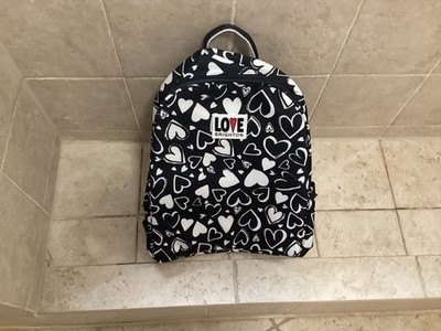 NWT Brighton Limited Edition ENDLESS LOVE Backpack Book Bag HEARTS Black & White