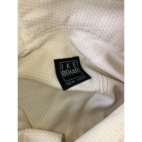 Ike Behar Yellow Cotton Dress Shirt, Men's Button Down, 16.5 Neck, Long Sleeve - Picture 5 of 14