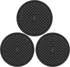 3 Pack Silicone Coasters for Drinks, Thickened Black Coaster with Deep Tray