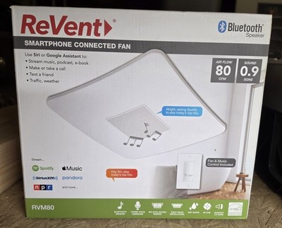 Revent 80 CFM Smart Ceiling Bathroom Exhaust Fan Bluetooth Speaker/Mic  RVM80
