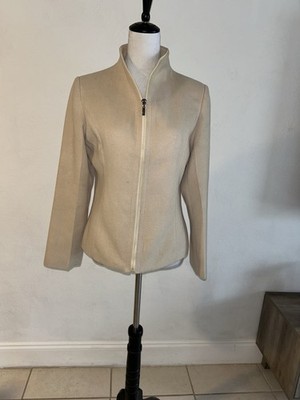 Fendi Cream Zipper Cashmere Jacket.Size XL